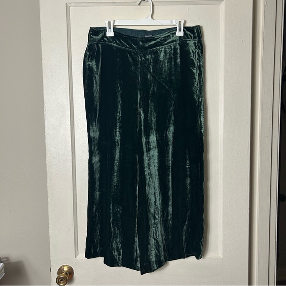 Madewell huston green velvet pull on crop pants womens XL wide leg - Picture 2 of 8